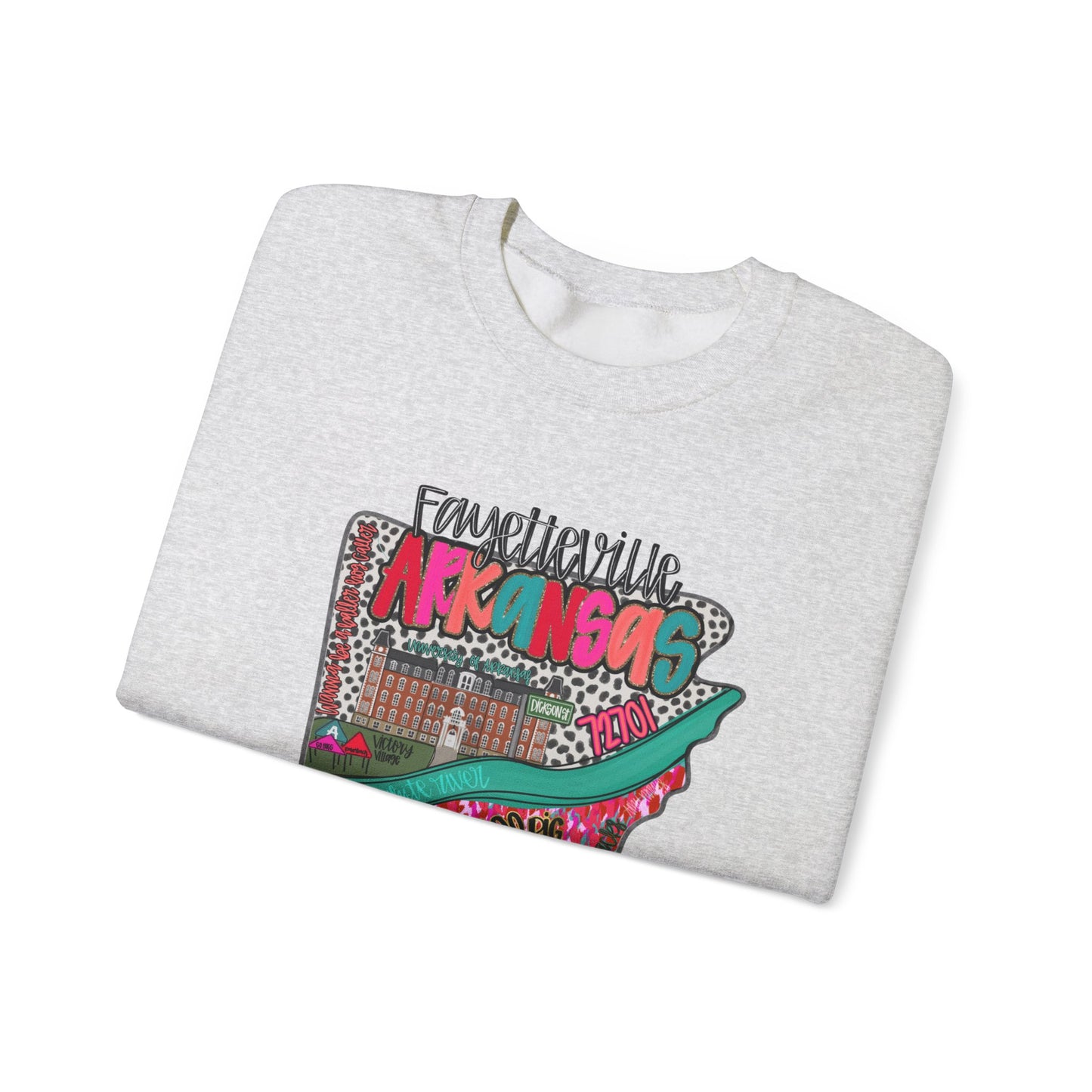 Arkansas Pink Crewneck Sweatshirt - Fayetville Little Rock Natural State Design