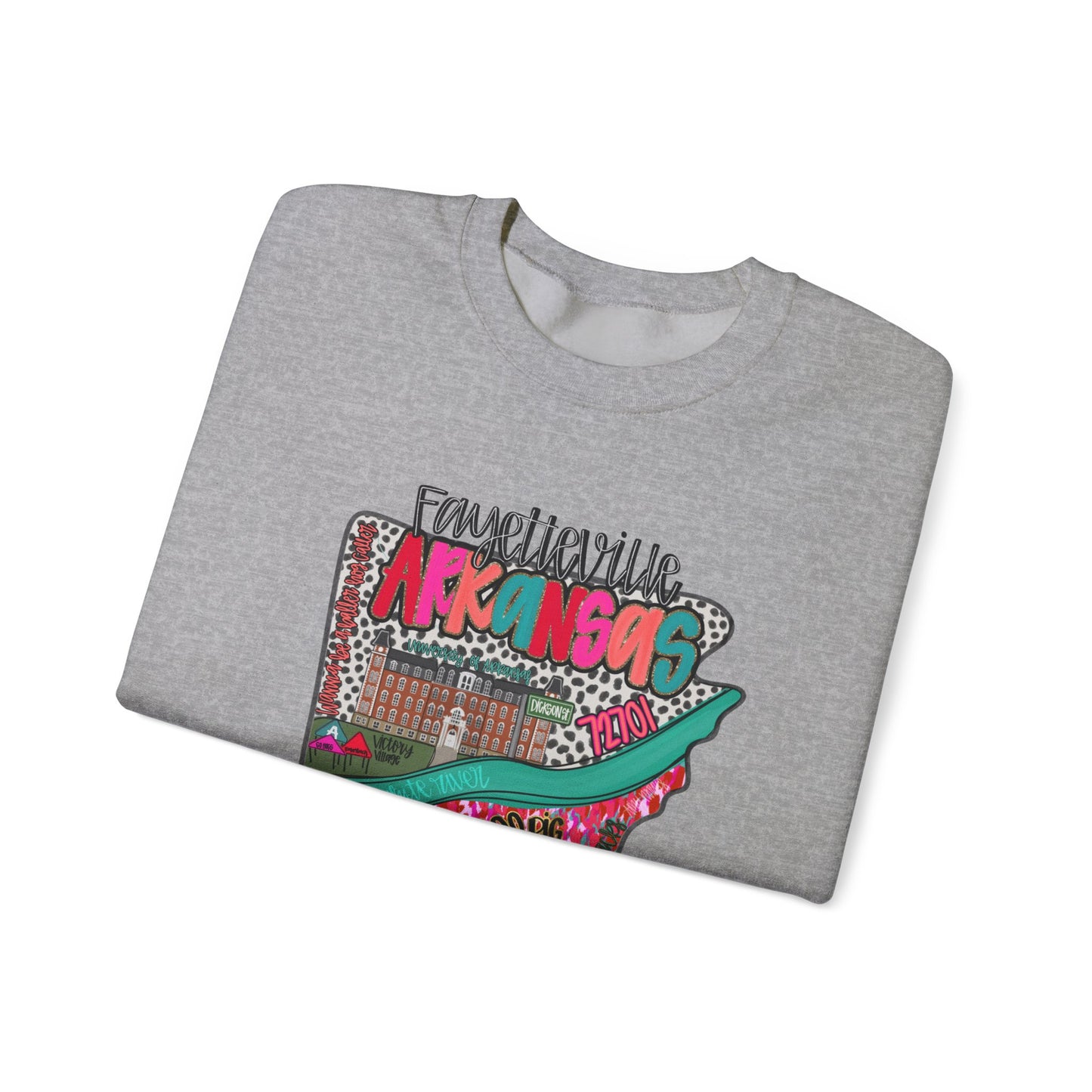 Arkansas Pink Crewneck Sweatshirt - Fayetville Little Rock Natural State Design