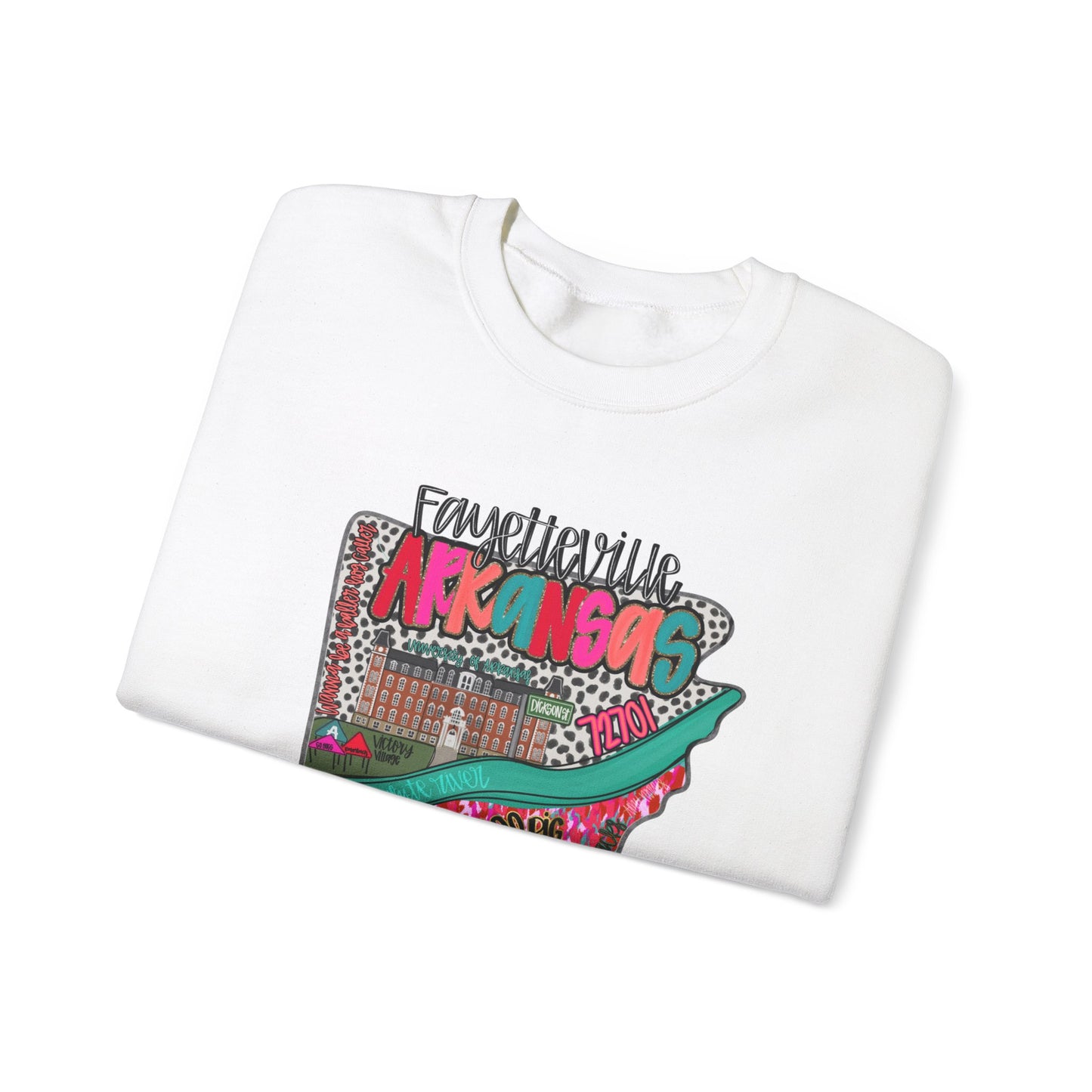 Arkansas Pink Crewneck Sweatshirt - Fayetville Little Rock Natural State Design